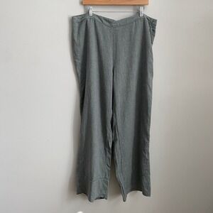 J Jill Pure Jill Pants Linen Tencel Blend Womens 2X Green Wide Leg Lagenlook